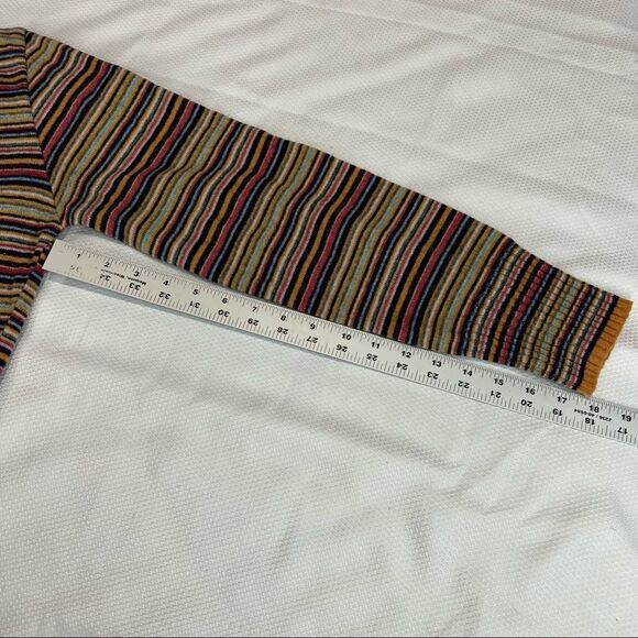 H&M Made in Italy Retro Multi Stripe Striped Lambswool V Neck Top - Picture 5 of 8
